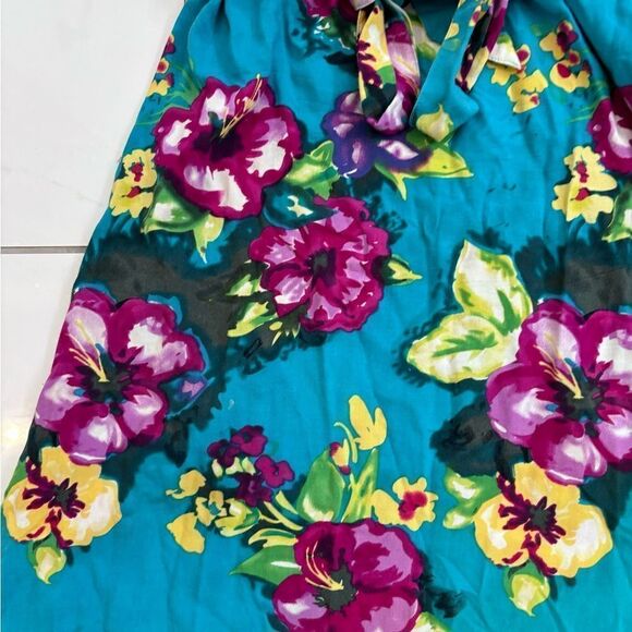 H&M Blue Multi Floral Strapless Bandeau Dress Sz 6 EUC​ - Picture 4 of 11